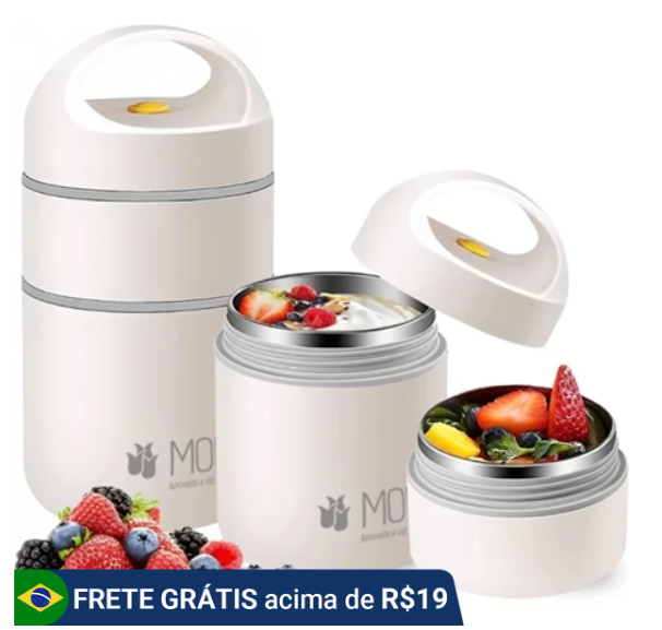 Kit Pote Marmita Lancheira 680ml 304 aço inoxidável Para Sopas Caldos Térmico Com 2 Divisões Compartimento de Inox