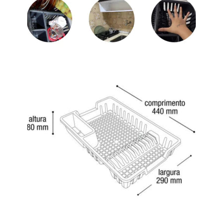 Kit Conjunto Cozinha Completa Escorredor De Louça + Lixeira de Pia 5 litros + Porta Detergente + Rodinho de Pia