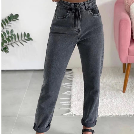 Calça Jeans Mom Com Cinto Feminina Cintura Alta